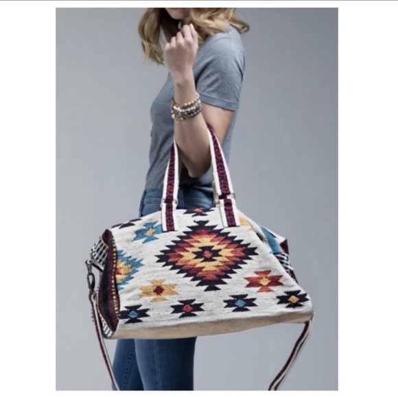 *Ruggine* Handmade Woven Ethnic Navajo Pattern Duffel Travel Bag - Picture 1 of 7